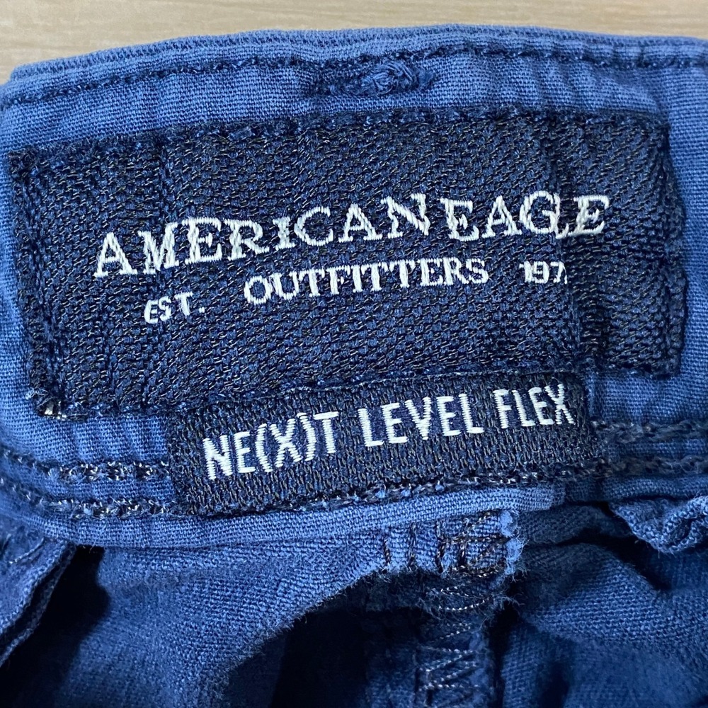 American Eagle Next Level Flex Mens Blue Chino Shorts Size 31 Stretch Casual - Picture 3 of 6